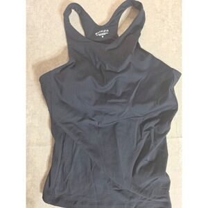 Athleta Womens Black High Neck Racerback Tank Top with Built-in Shelf Bra Size M